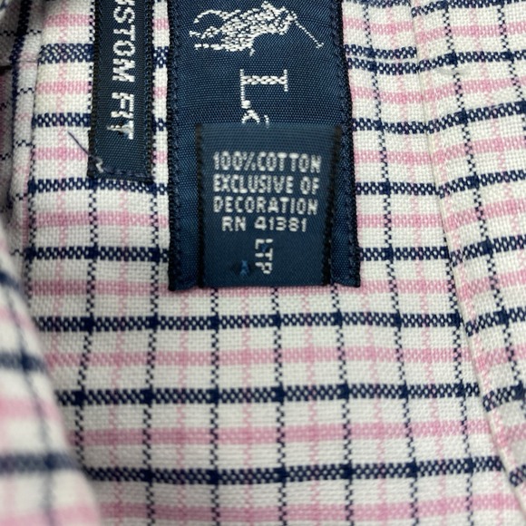 Ralph Lauren Men's XL Custom Fit White Pink Blue Plaid Long Sleeve Button Shirt - Picture 5 of 5